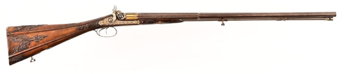 Spanish Engraved Double Barrel Percussion Shotgun