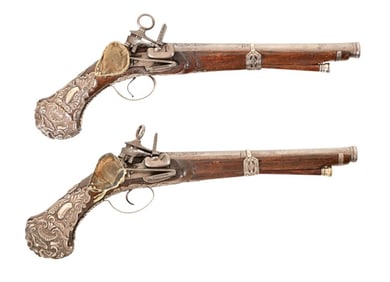 Spanish Miquelet Flintlock Pistol pair Circa 1750