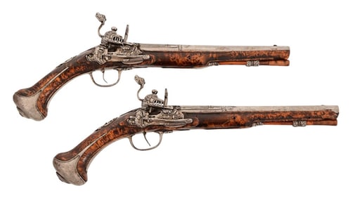 Pair of Spanish Miquelet Flintlock Pistols
