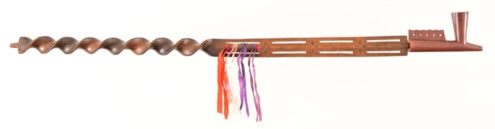 Huge American Indian Twisted Catlinite Peace Pipe
