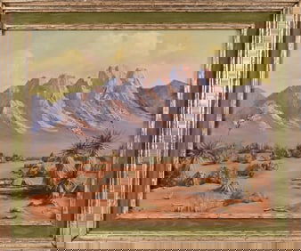 E. Elliot Desert Landscape Oil Painting c.1970