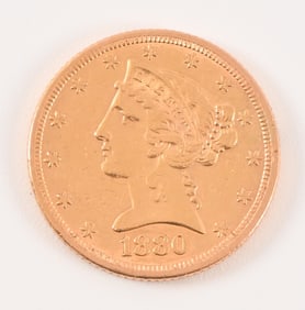 1880 Liberty Head $5 Gold Coin