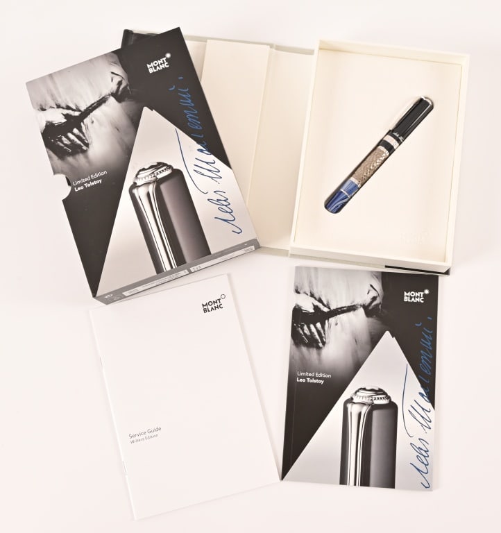 Montblanc Leo Tolstoy Writers Edition Fountain Pen: Montblanc Leo Tolstoy Limited Writer's Edition fountain pen, with 18K white gold 4810 nib. Excellent condition in original box.
