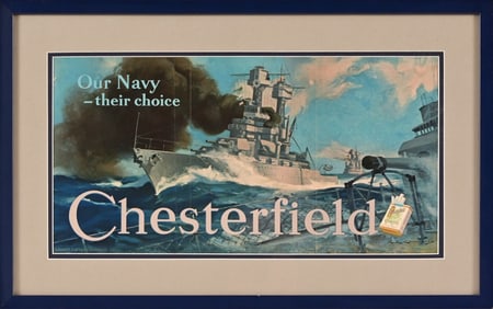 US Navy Chesterfield Cigarettes Lithograph Ad