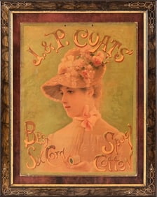 Antique J&P Coats Litho Cardboard Advertisement