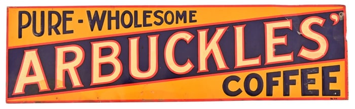 Arbuckles Coffee Tin Advertising Sign