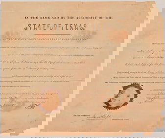 1850 Texas Governor P.H. Bell Signed Document