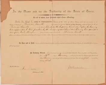 1867 Texas Gov. J.W. Throckmorton Signed Document