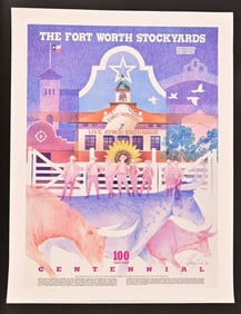 Fort Worth Texas Stockyards Centennial Poster 1987