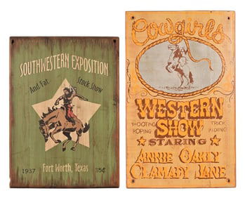 (2) Contemporary Western Wooden Signs