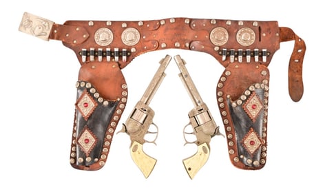 Vintage Gene Autry Cap Gun Revolvers & Belt Rig