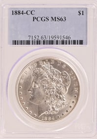 1884 Carson City Morgan Silver Dollar PCGS MS63