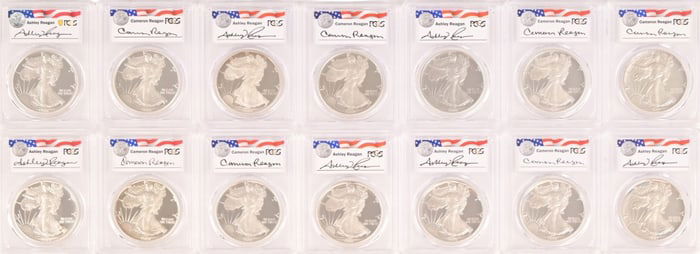 (14) Reagan Legacy Series Silver Eagle Dollars