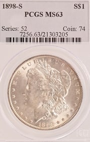 1898-S Morgan Silver Dollar PCGS MS63