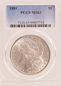 1881 Morgan Silver Dollar PCGS MS63