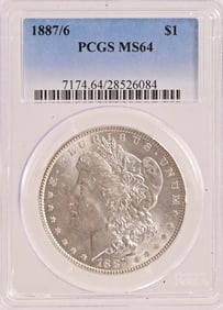 1887/6 Morgan Silver Dollar PCGS MS64