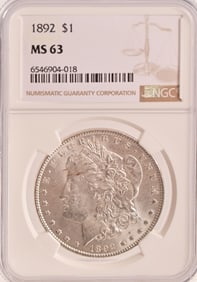 1892 Morgan Silver Dollar NGC MS63