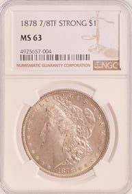 1878 7/8TF Morgan Silver Dollar NGC MS63