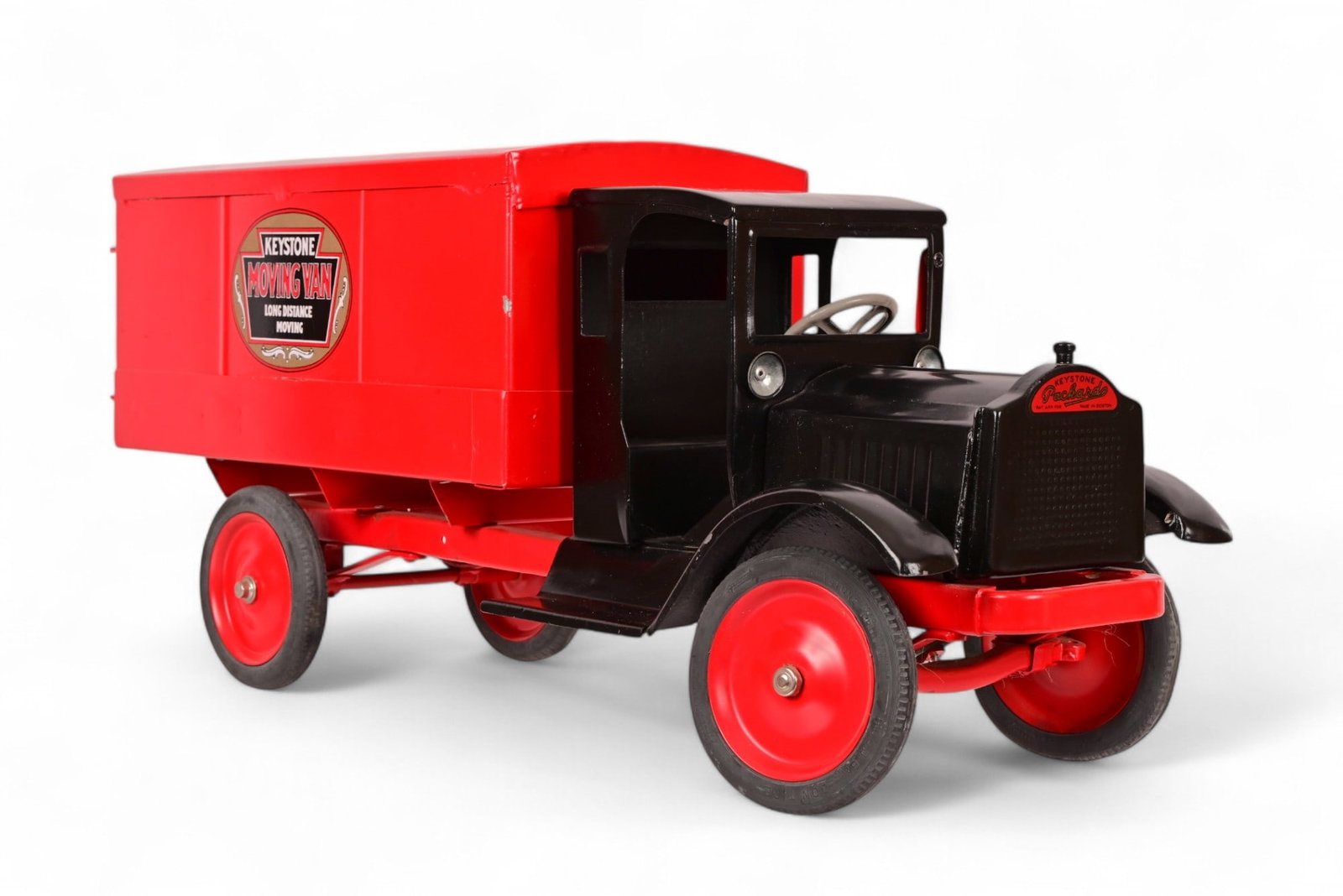 Keystone Pressed Steel Packard Moving Van Truck: Circa 1928. Toy truck measures 27.5" x 11.5" x 8.25".