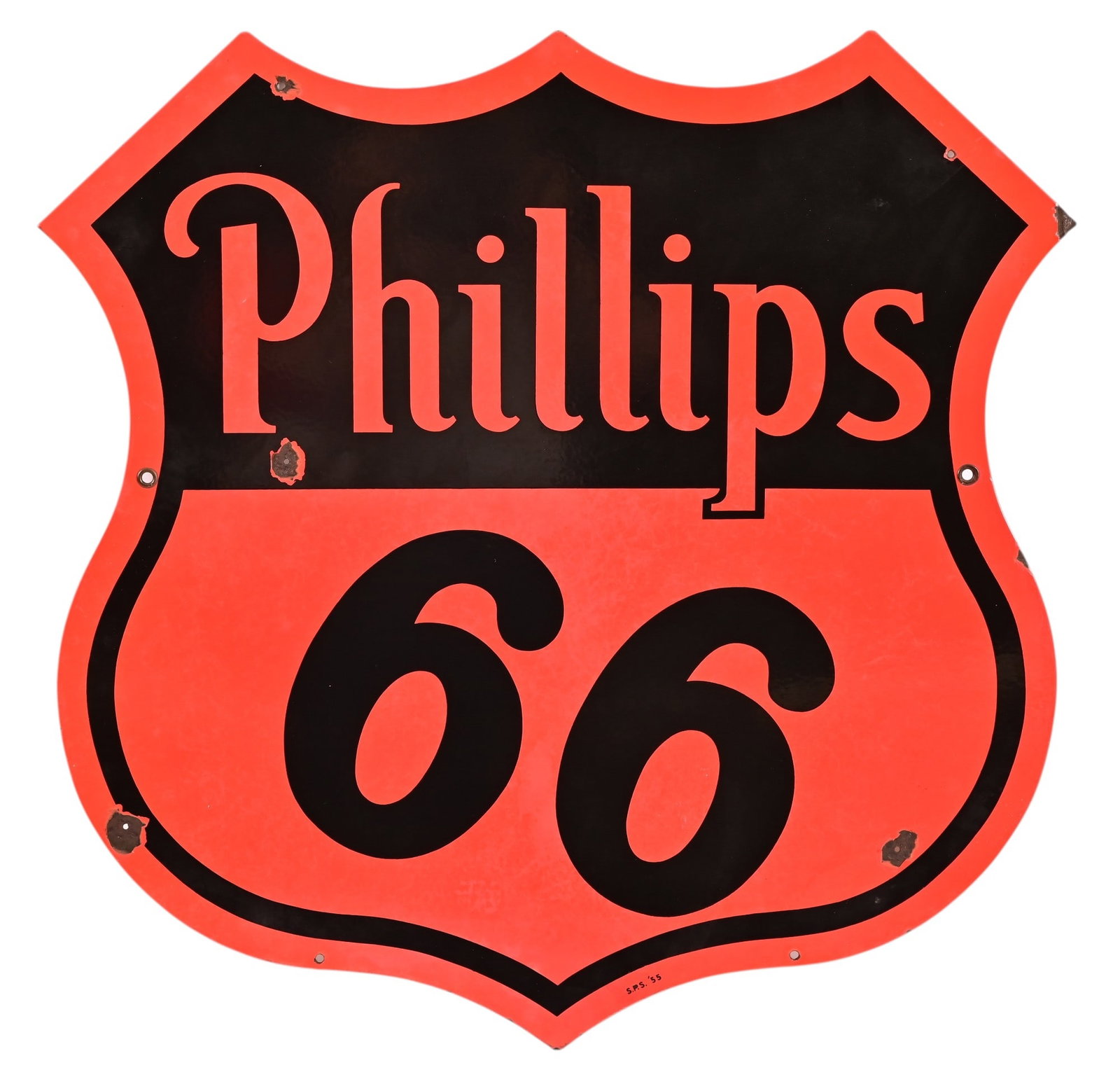 Phillips 66 Double-Sided Porcelain Sign c.1955: Measures 29.5" x 29.5"