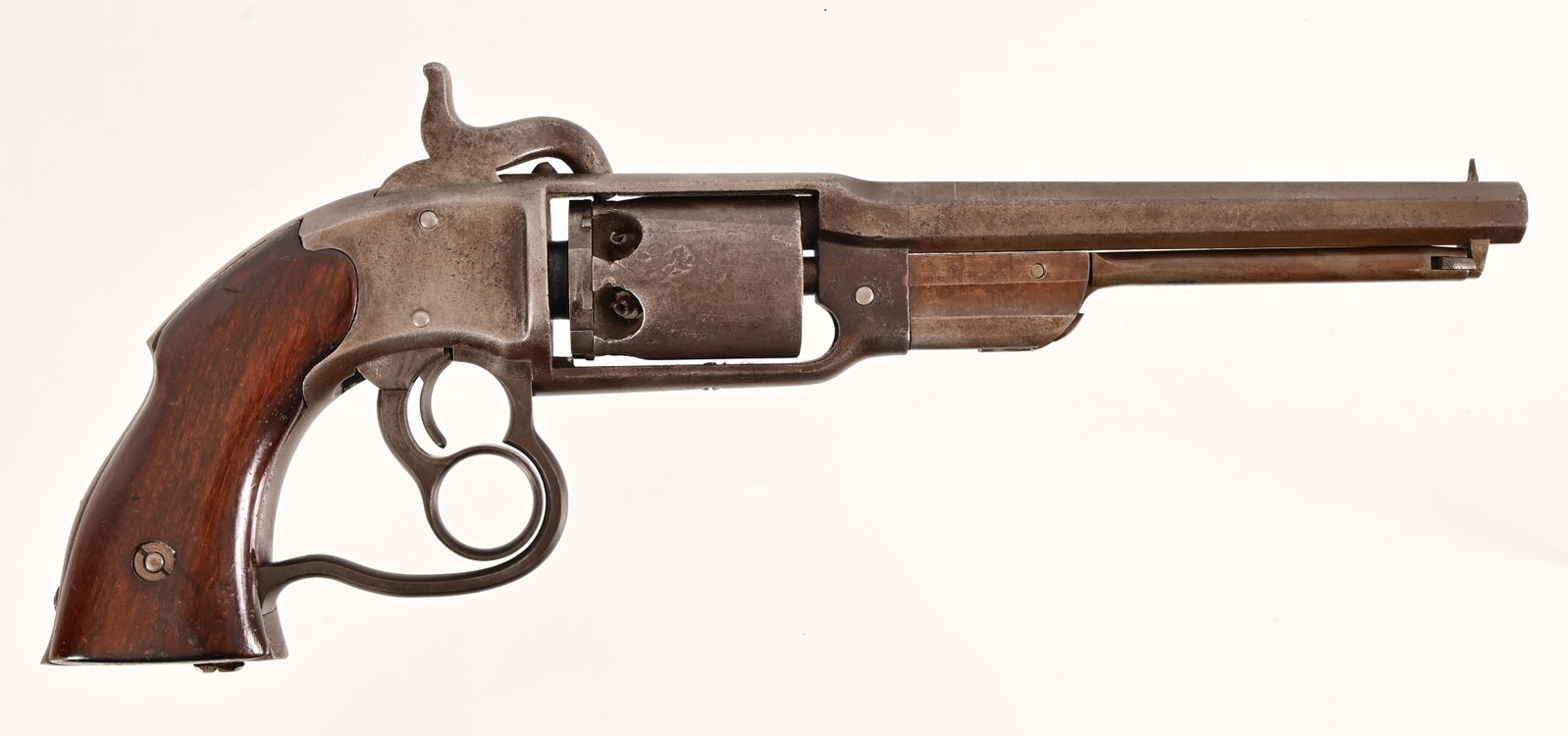 Savage Model 1861 Navy Percussion Pistol: Used by both sides during the Civil War. Chambered in "Navy".36 caliber. 7" barrel, working action. Stocks are nice. Antique.