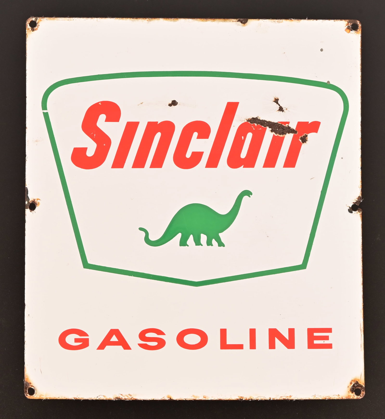 Sinclair Gasoline Porcelain Pump Sign: 13.5x12
