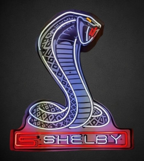 Shelby Cobra Neon Sign: Contemporary neon over printed metal 33”x45”