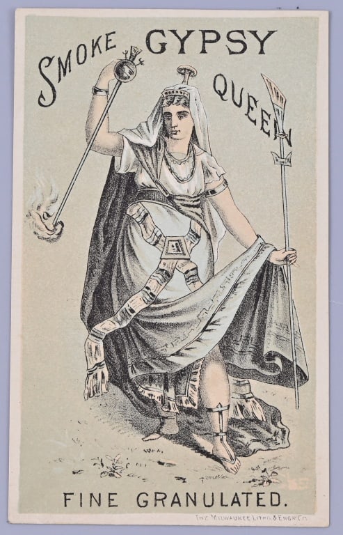Smoke Gypsy Queen Cigarette Card: The Milwaukee Lithograph & Engraving Co. 3x5