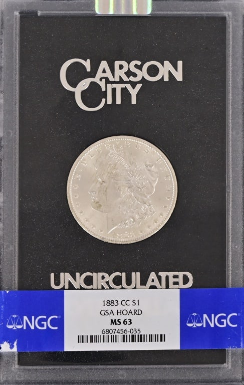 1883-CC Morgan Silver Dollar GSA Slab NGC MS63: 1883-CC Morgan Silver Dollar GSA Slab NGC MS63