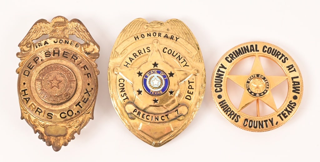 (3) Harris County Texas Law Enforcement Badges: Honorary Deputy Constable; Deputy Sheriff; County Criminal Courts at Law.