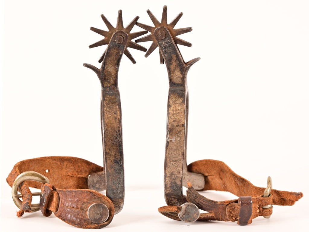 MM & PO Marked Silver-Mounted Spurs: MM & PO Marked Silver-Mounted Spurs