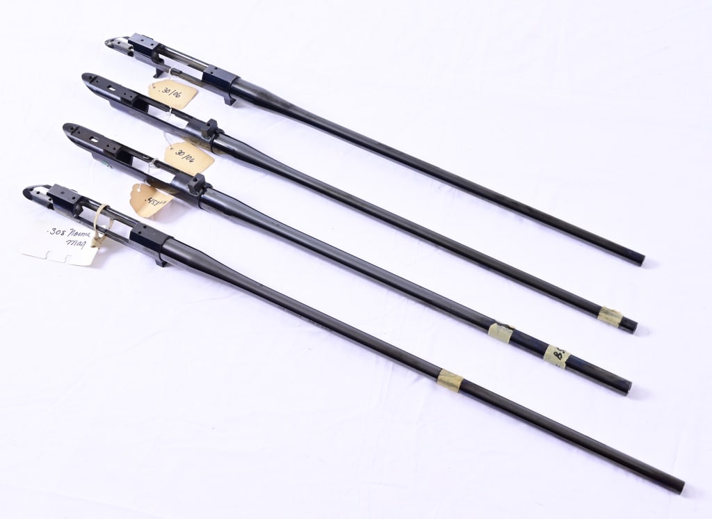 (4) Kleinguenther/KDF Model K14 Barreled Receivers: S/N 758513, .458 Win 23" barrel; S/N 674221 and 761902, chambered .30-06 with 24" barrel; S/N 721362, .308 Norma Mag with 26" barrel; Receivers are recognized as firearms and will require proper proce