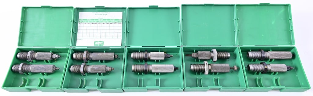 (5) RCBS Reloading Die Sets: 8mm Rem Mag; 7mm Shooting Times Westerner; 7mm Express, 7mm Rem Ultra Mag; .300 Rem Ultra Mag