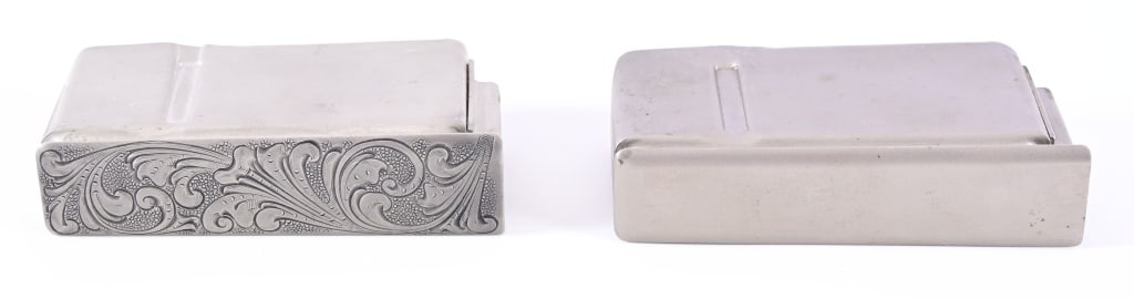(2) Kleinguenther K15 OEM 3-Round Magazines: Includes on engraved. Mauser Factory 3 Round OEM Magazine Calibers unknown. Kleinguenther K-15/K-16, Voere Titan II, Mauser 99