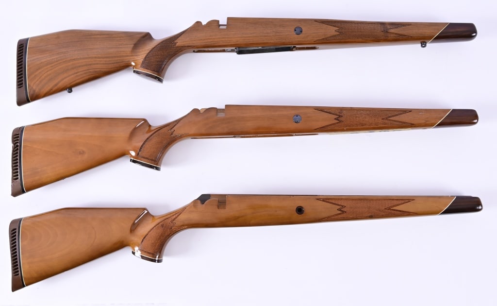 (3) Kleinguenther K15 Finished Rifle Stocks: Kleinguenther, KDF, Voere, finished right hand bolt action rifle stocks.