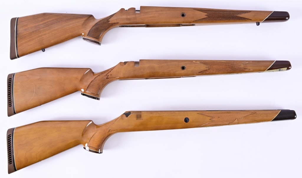 (3) Kleinguenther K15 Finished Rifle Stocks: Kleinguenther, KDF, Voere, finished right hand bolt action rifle stocks.
