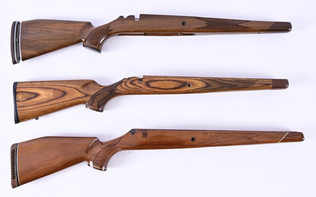 (3) Kleinguenther K15 Finished Rifle Stocks: Kleinguenther, KDF, Voere, finished right hand bolt action rifle stocks.
