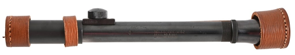 Lyman M82 Military Scope: Military version of the Lyman Alaskan was the M82. Used as US sniper scope for M1 Garand and 1903A3 in Korea and beyond. Post reticle, good condition. SN 37106.