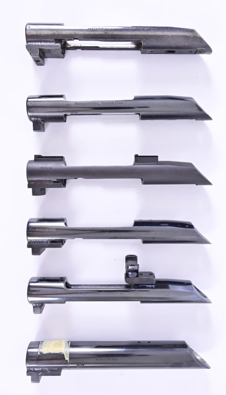 (5) Kleinguenther K15 Receiver Housings: Receiver serial numbers: 897035, 807356, 826148, 915023, 788547, Titan II receiver (no S/N). Receivers are recognized as firearms and will require proper processing. Modern.