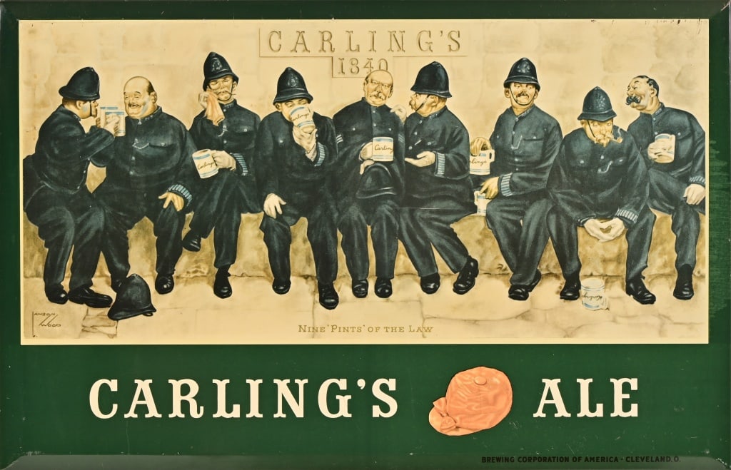 Carling's Ale Tin Litho Advertising Sign (1 of 7)