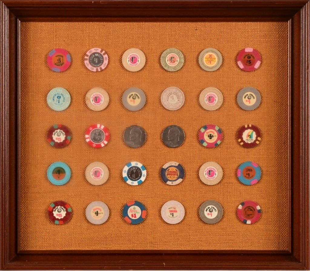 Vintage Las Vegas Gambling Chips, Framed (1 of 5)