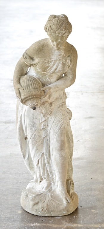 Concrete Woman w/ Jug Fountain Garden Piece: 32" x 10" x 9".