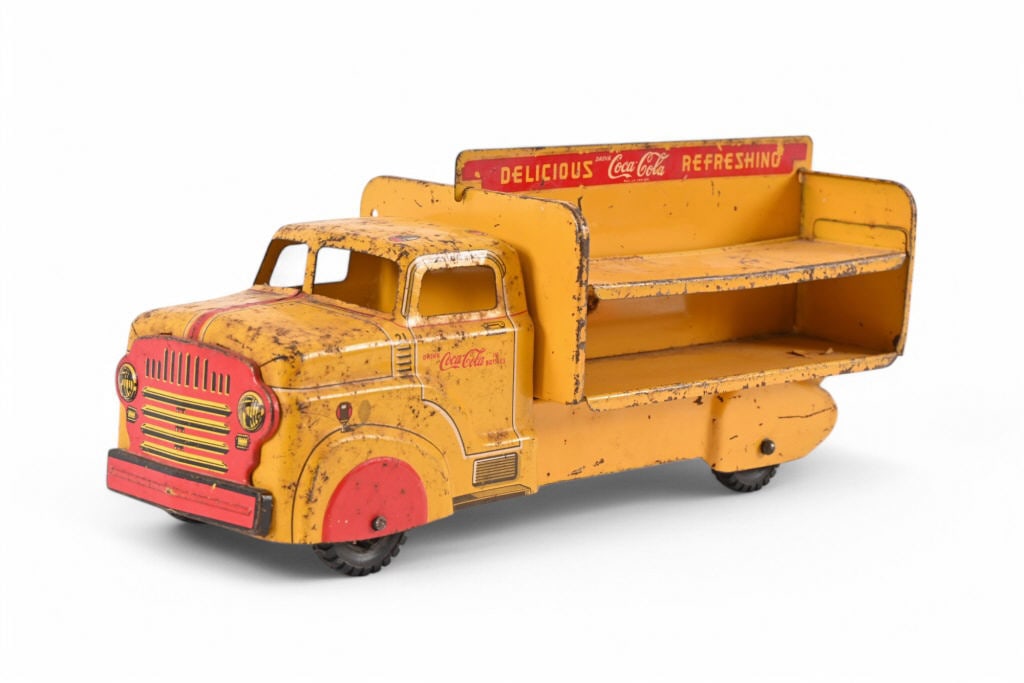 Coca-Cola Marx Pressed Steel Toy Delivery Truck: Circa 1950's. Measures 5" x 5.5" x 13"