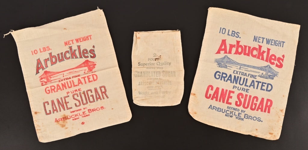 Collection of (3) Arbuckles Bros Sugar Sacks: Collection of (3) Arbuckles Bros Sugar Sacks