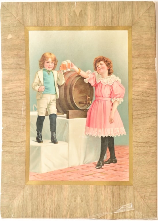 Beer Barrel Kids Lithograph Breweriana Ad (1 of 2)