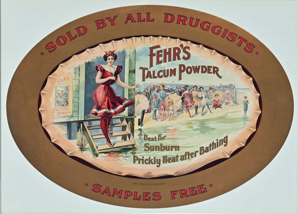 Fehr's Talcum Powder Advertisement: Measures 17" x 22.25" Contemporary high quality print