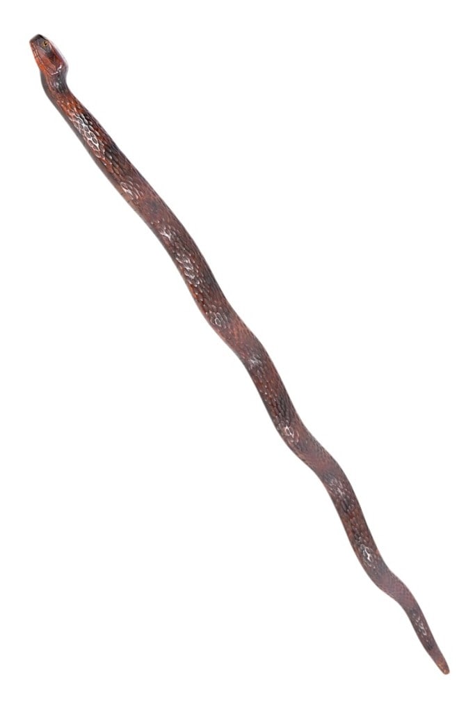 Glass Eye Carved Snake Wood Cane (1 of 16)