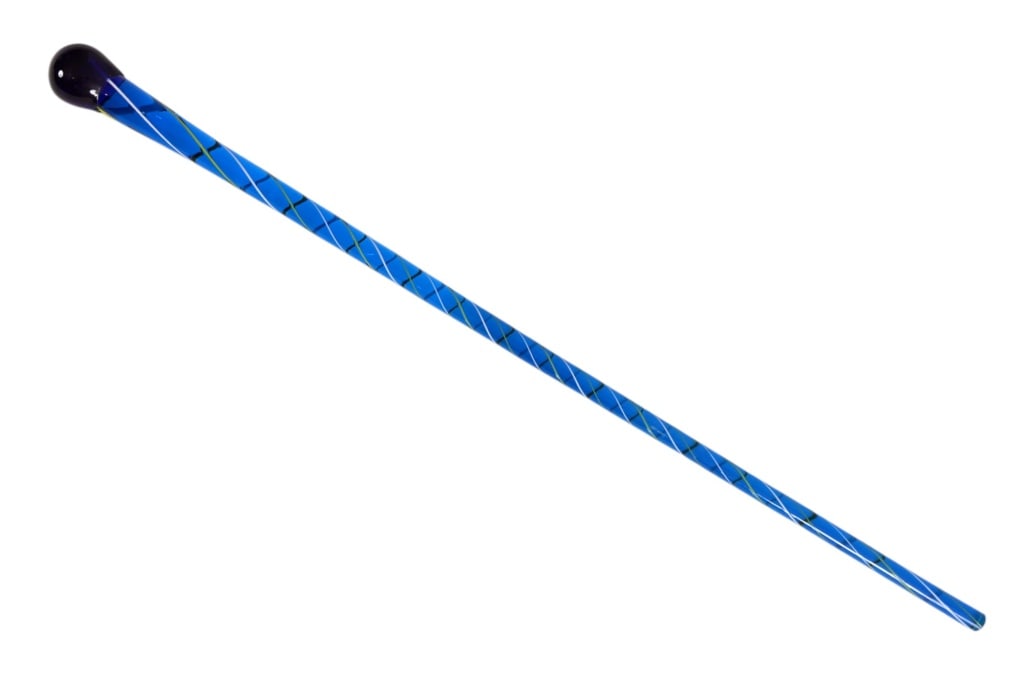 Glass" End of the Day " Walking Cane: Cobalt blue glass 36.5"
