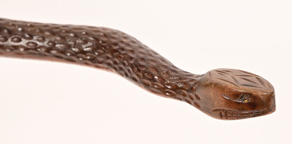 Carved Serpent Walking Cane: 36-3/4" L.