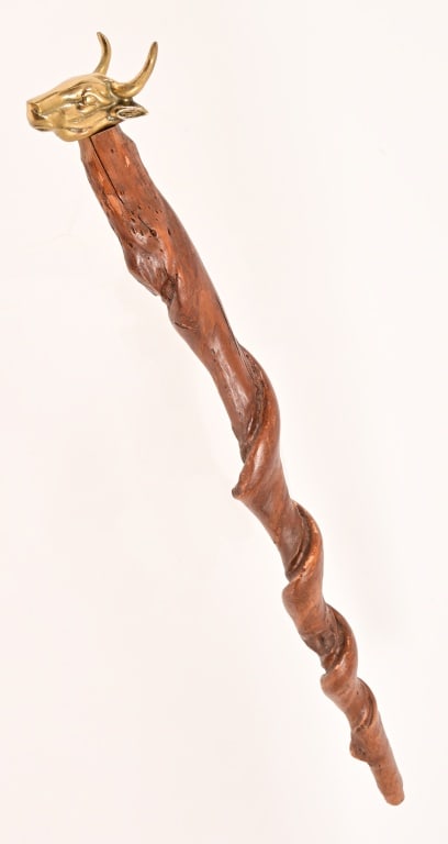 Unique Walking Cane with Brass Bull Head Handle (1 of 8)